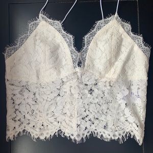 White lace crop top